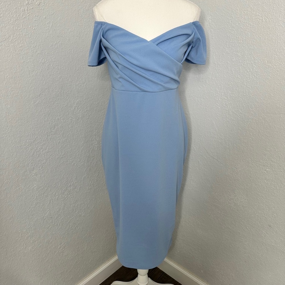 Pinkblush Light Blue Off-Shoulder Midi Dress